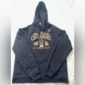 LA Dodgers 2024 World Series Champions Locker Room Hoodie Mens Large Black Gold